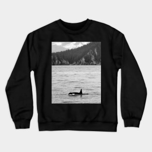 Orca and Snow-Capped Mountains at Resurrection Bay in Alaska Crewneck Sweatshirt